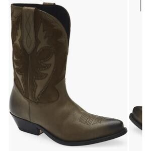 Golden Goose Wish Star Short Western Boot in Kaki EU 40 STORE MODEL